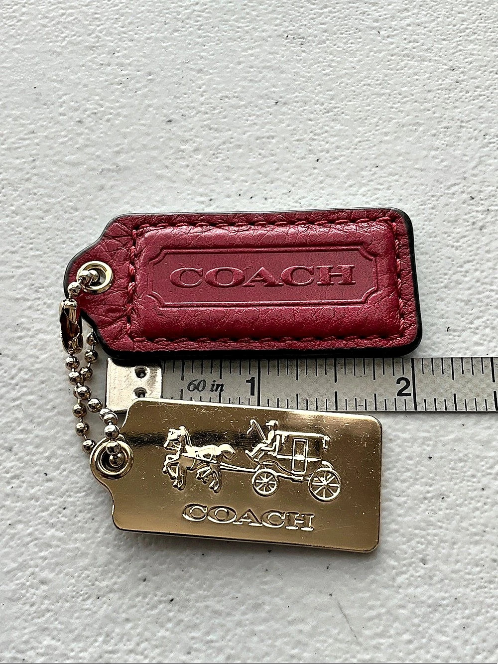 Coach Horse and Carriage Metal and Leather Hangtag Charm Set